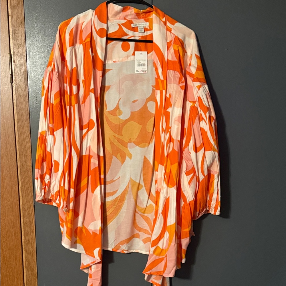 Cato Orange and White Women's Cardigan